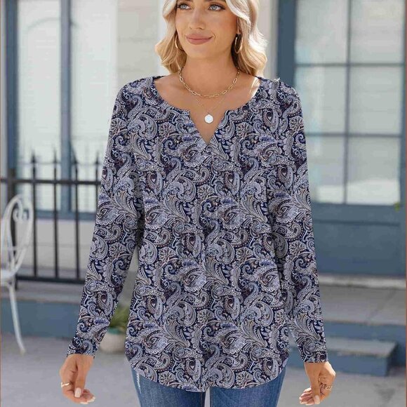 Women's 2025 Long Sleeve Tunic Blouse - Stylish V-Neck for Every Occasion - Picture 6 of 6